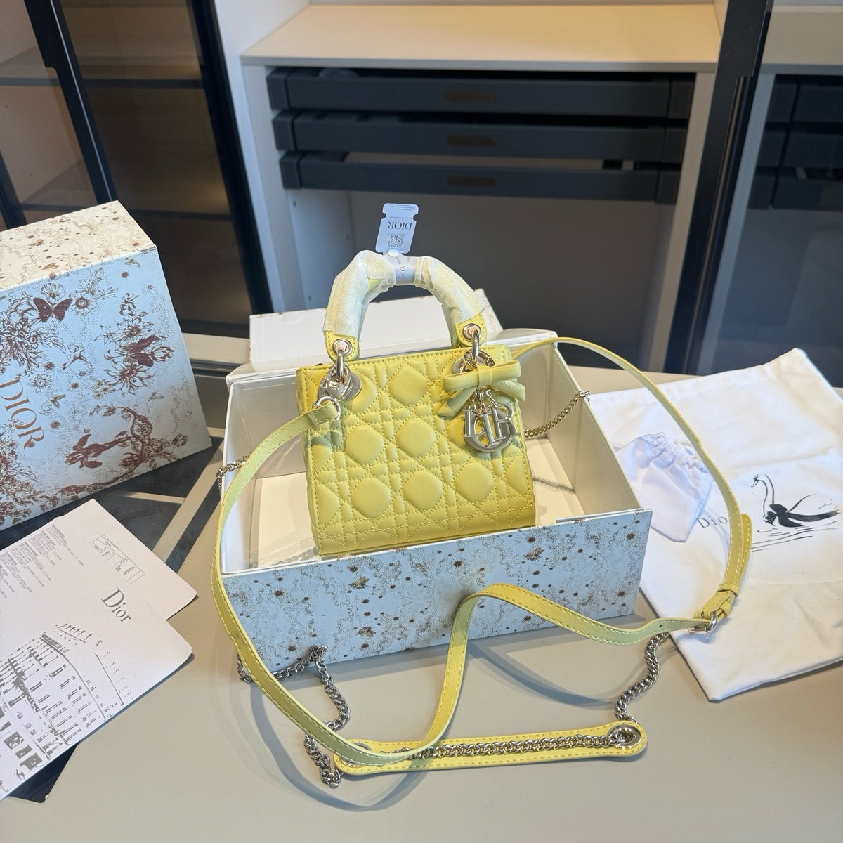 Quilted Mini Top-Handle Bag with Bow Charm — view 8