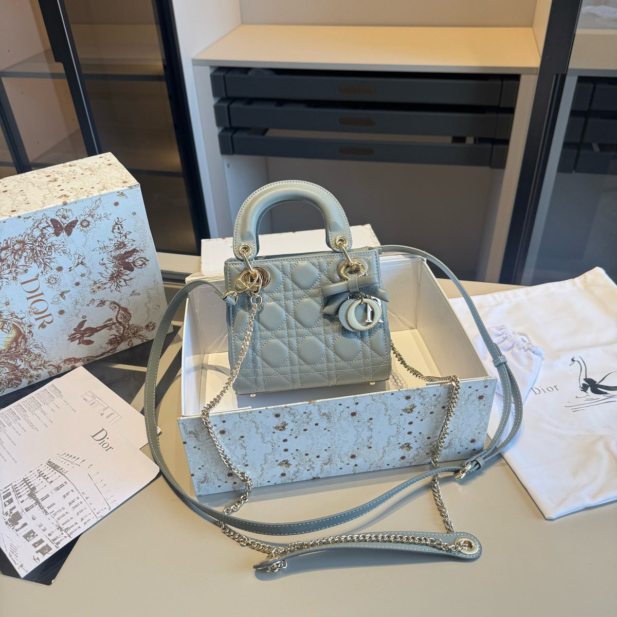 Quilted Mini Top-Handle Bag with Bow Charm — view 9