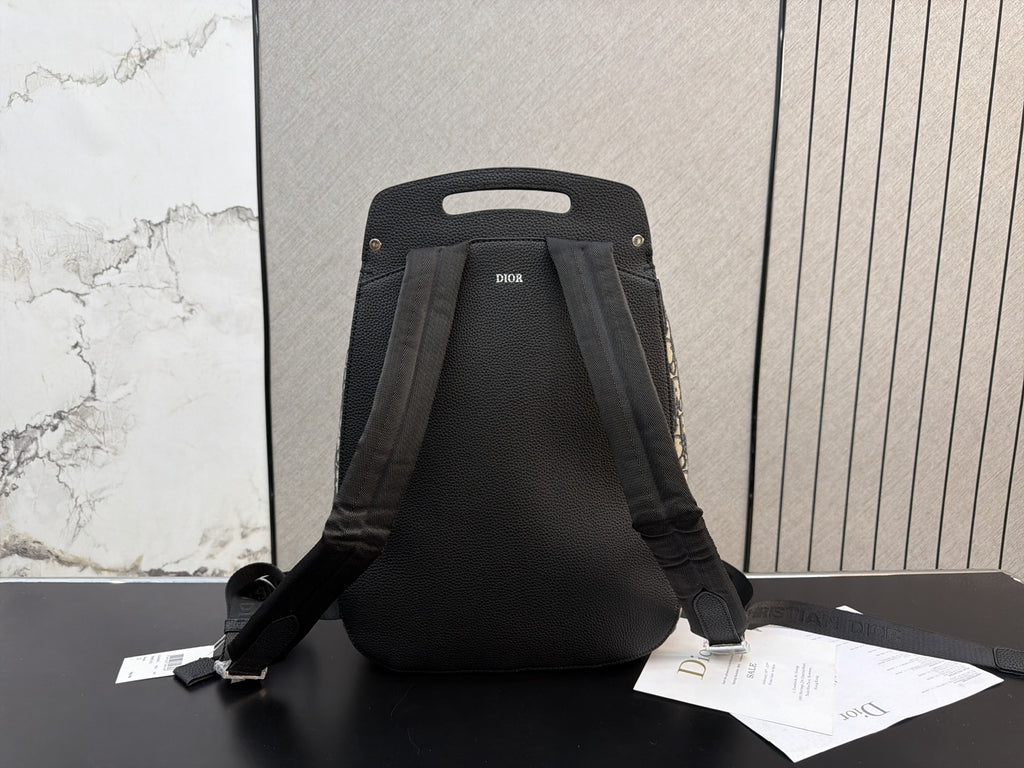 Monogram Buckle-Flap Backpack with Cutout Handle — view 2