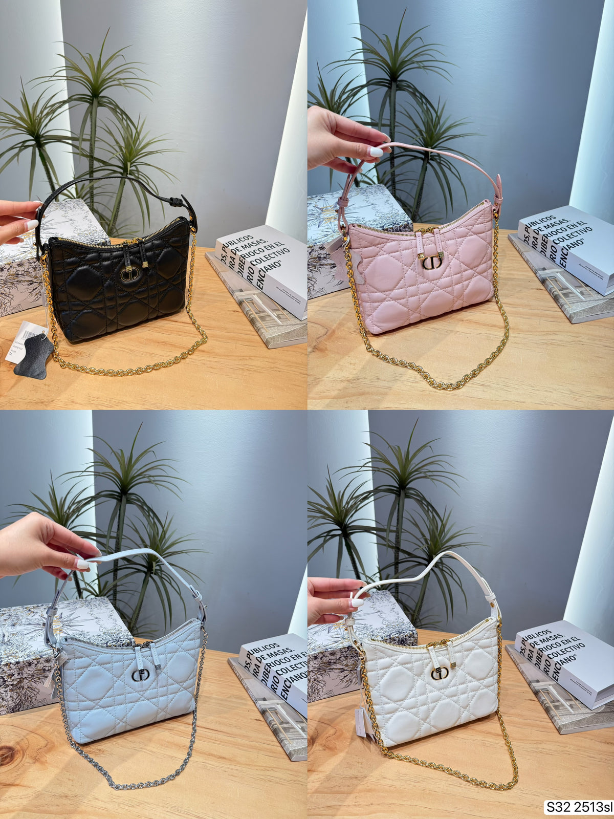 Quilted Mini Hobo with Chain Strap — view 2