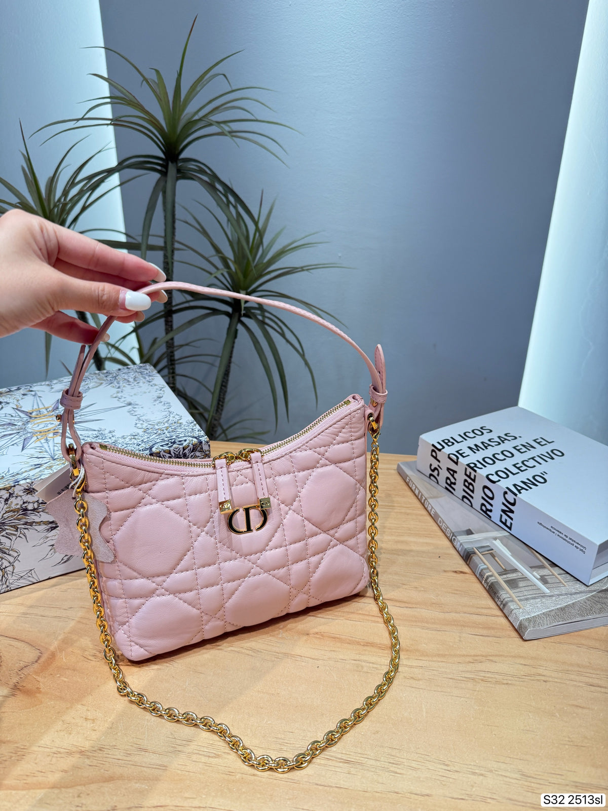 Quilted Mini Hobo with Chain Strap — view 4