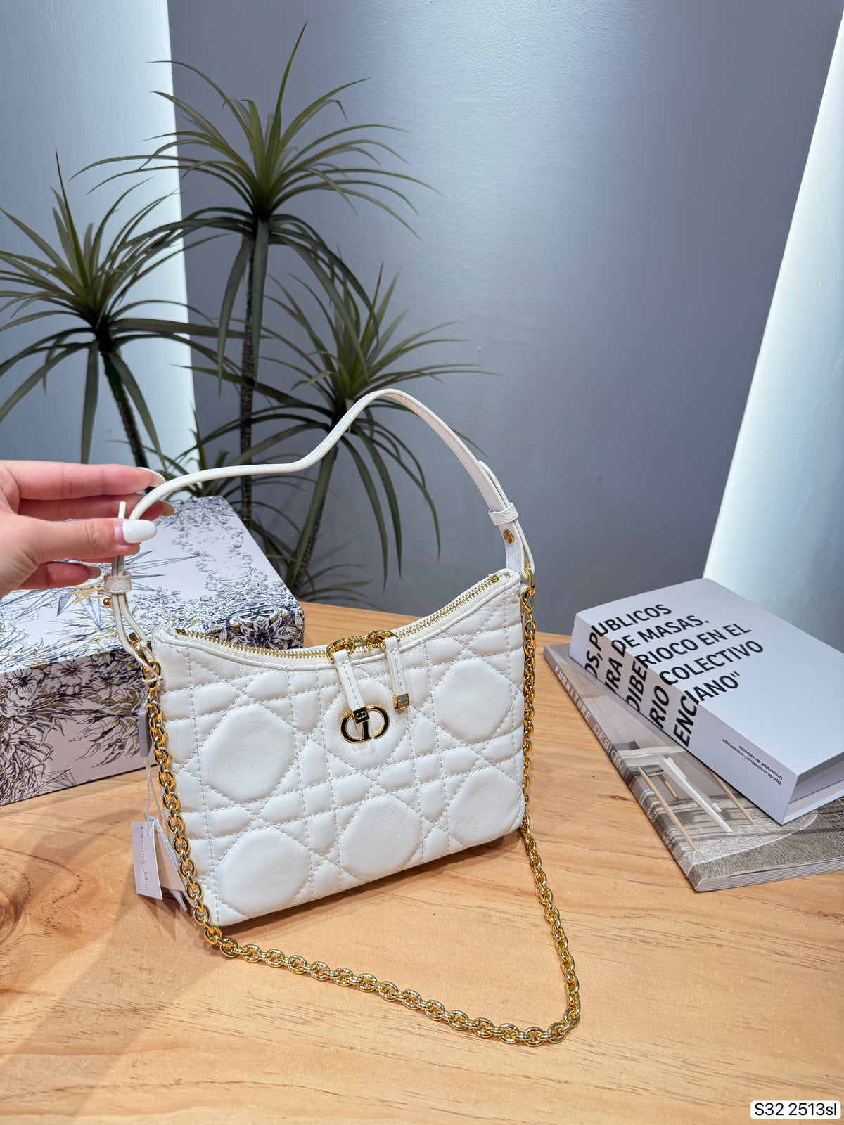 Quilted Mini Hobo with Chain Strap — view 5