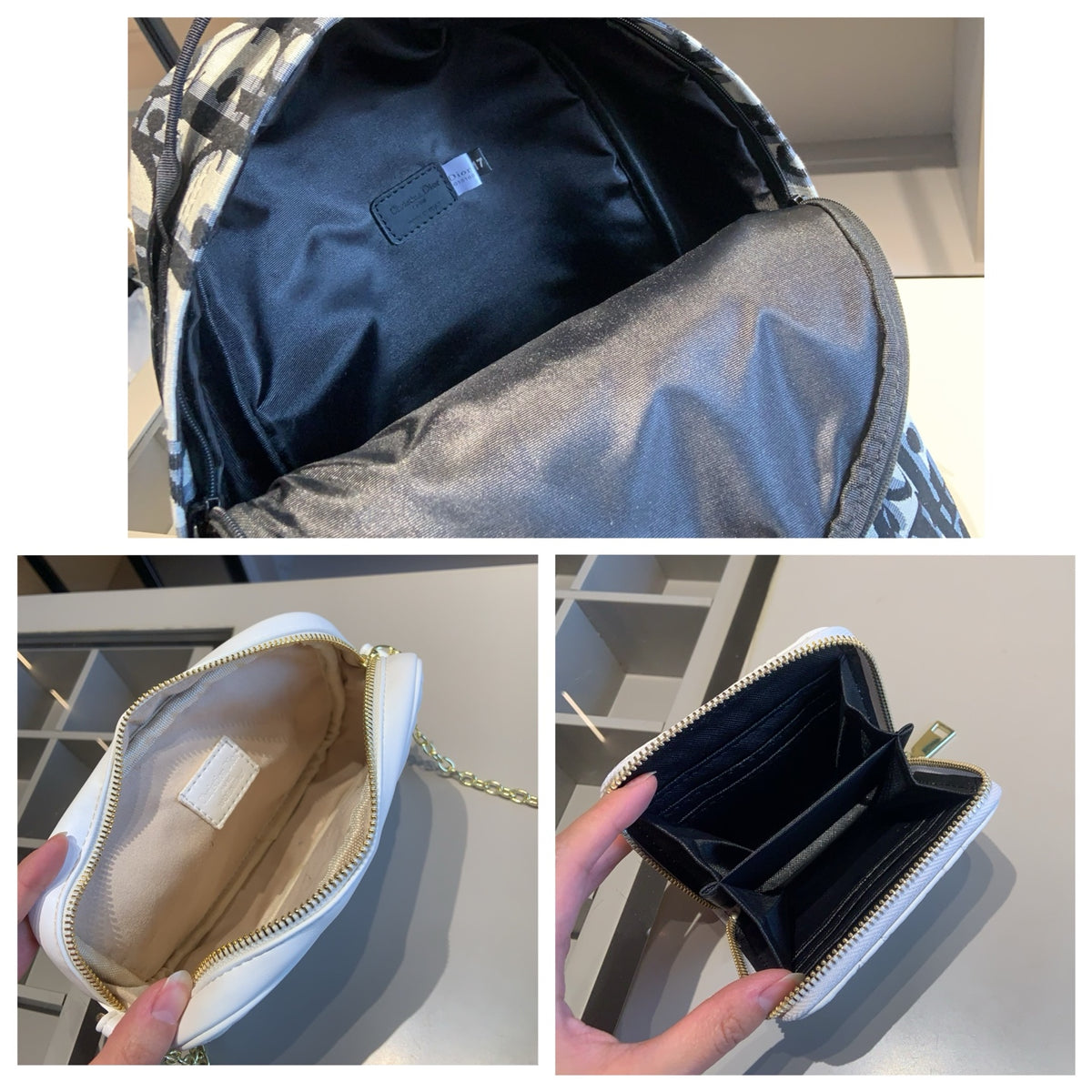 Monogram Backpack and White Crossbody Three-Piece Set — view 3