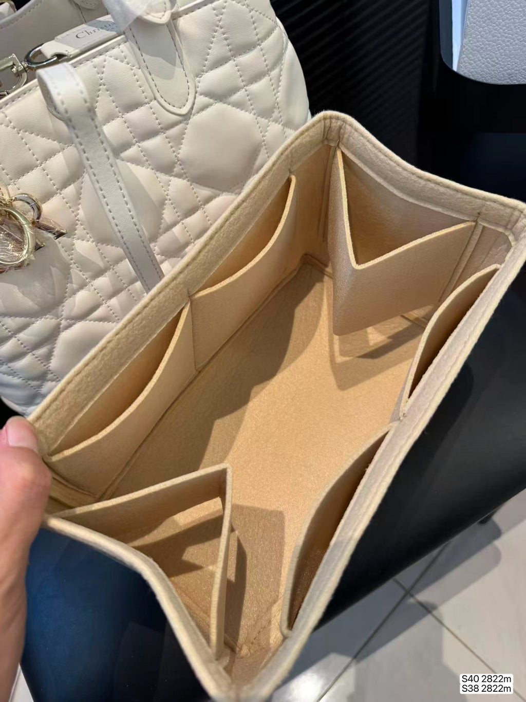 White Quilted Soft Tote with Organizer — view 10