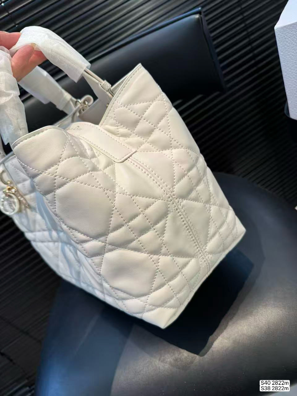 White Quilted Soft Tote with Organizer — view 6