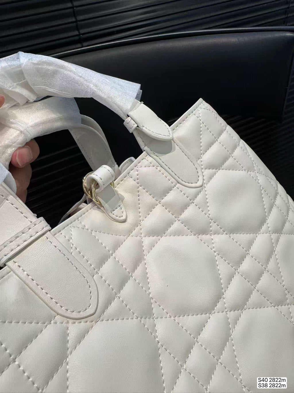 White Quilted Soft Tote with Organizer — view 7