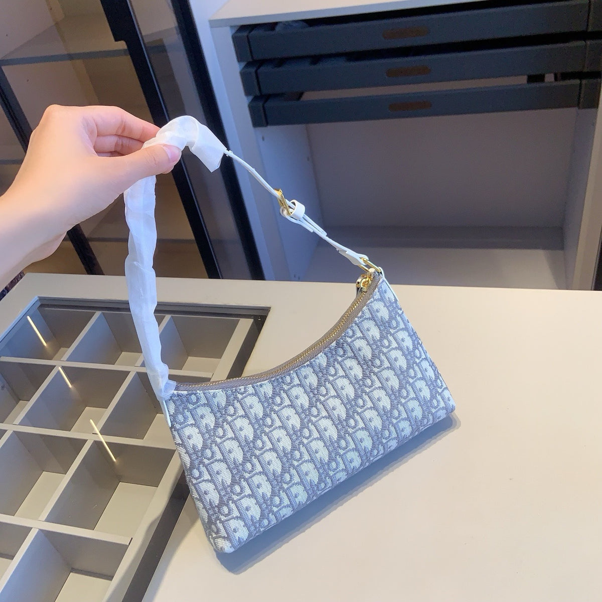 Grey Monogram Tote and Shoulder Bag Set — view 2