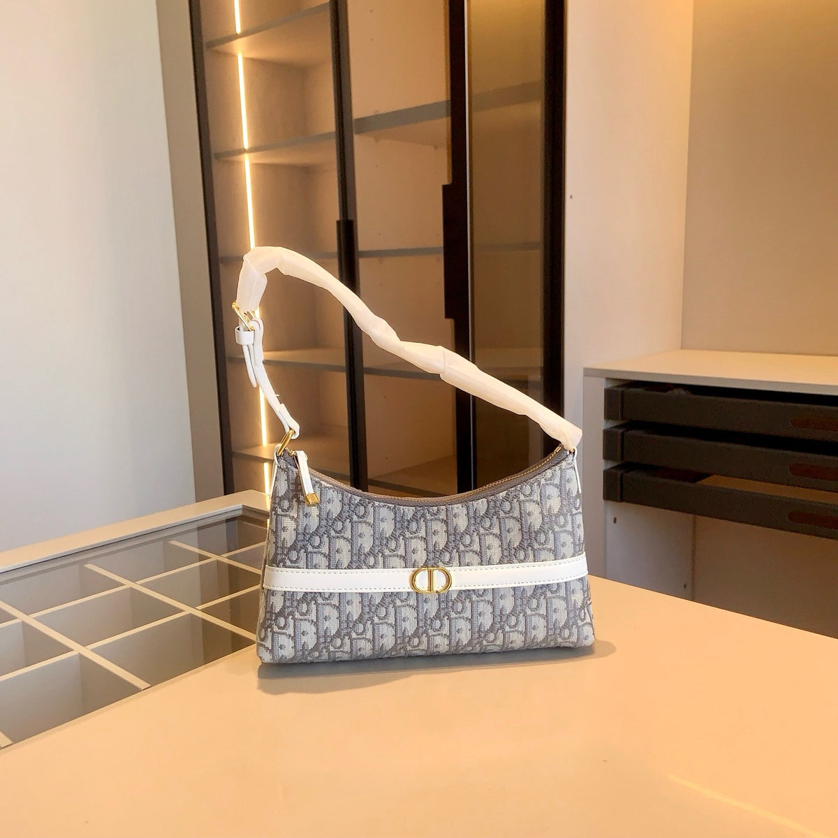 Grey Monogram Tote and Shoulder Bag Set — view 5