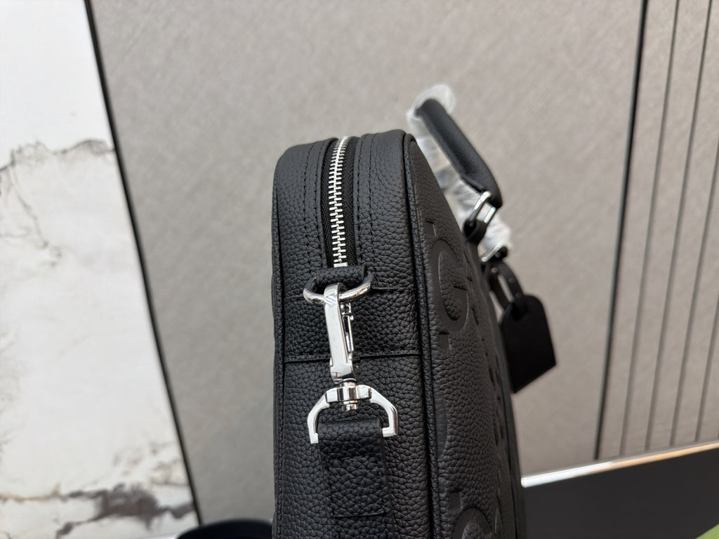 Black Embossed Monogram Briefcase — view 1