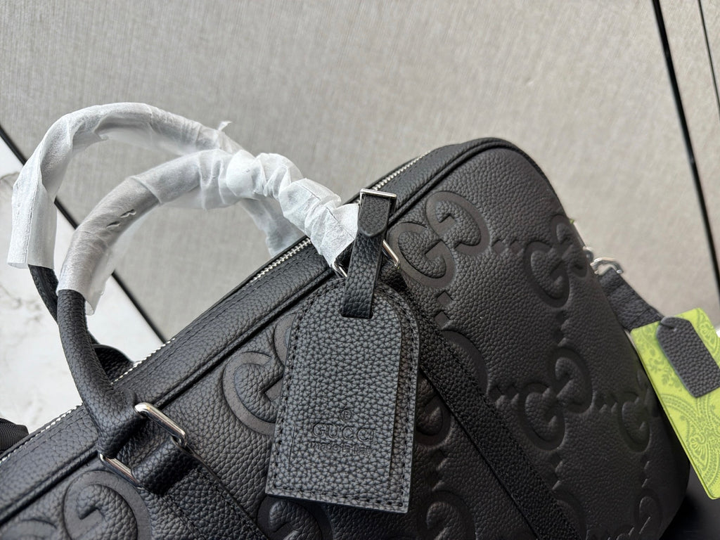 Black Embossed Monogram Briefcase — view 5