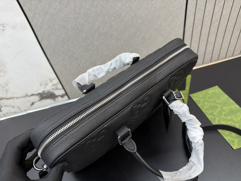 Black Embossed Monogram Briefcase — view 8