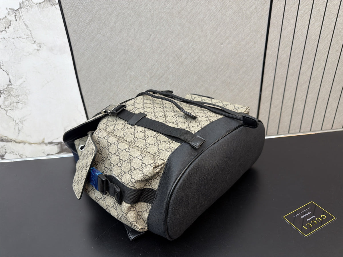 Beige Monogram Flap Backpack with Front Pockets — view 6
