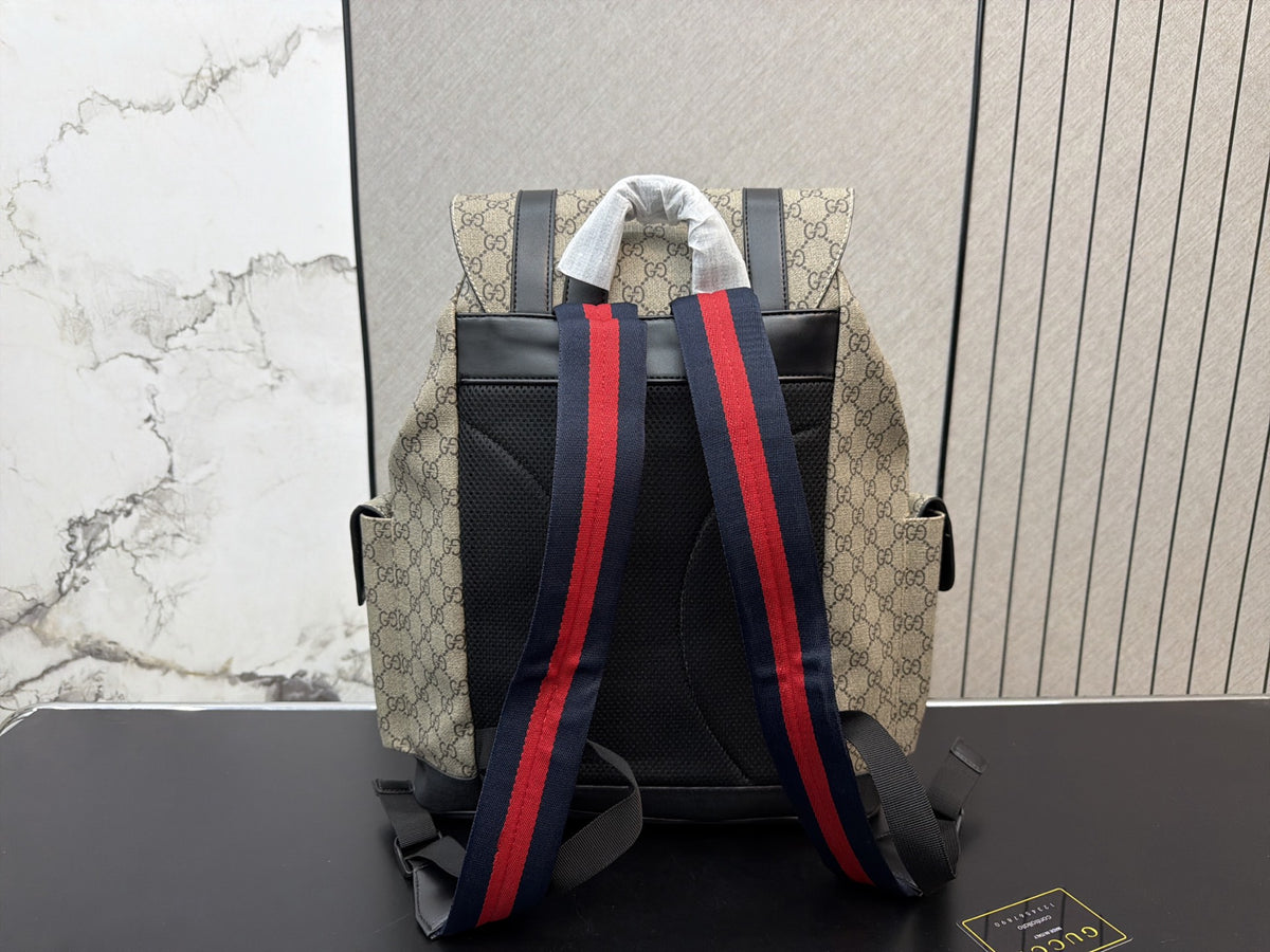 Beige Monogram Flap Backpack with Front Pockets — view 7