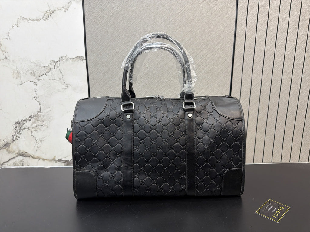Black Monogram Travel Duffel with Striped Strap — view 1