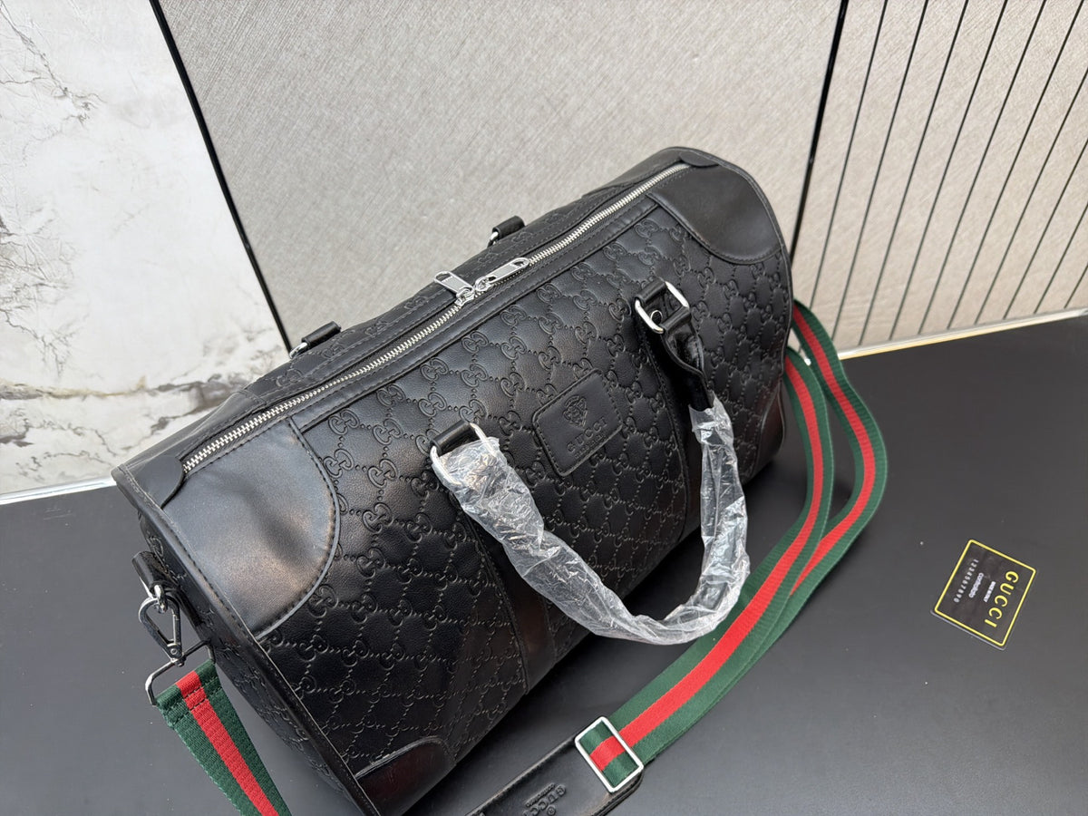 Black Monogram Travel Duffel with Striped Strap — view 8