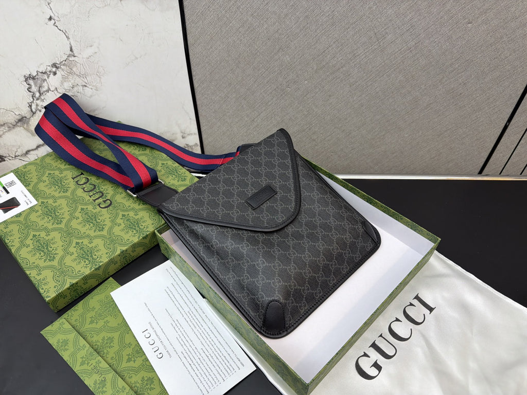 Monogram Envelope Crossbody with Striped Strap — view 5