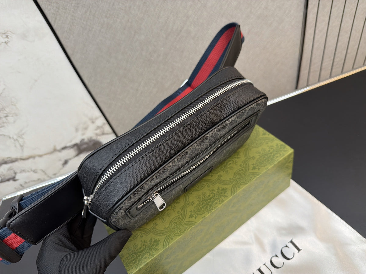 Charcoal Monogram Belt Bag with Front Zip — view 1
