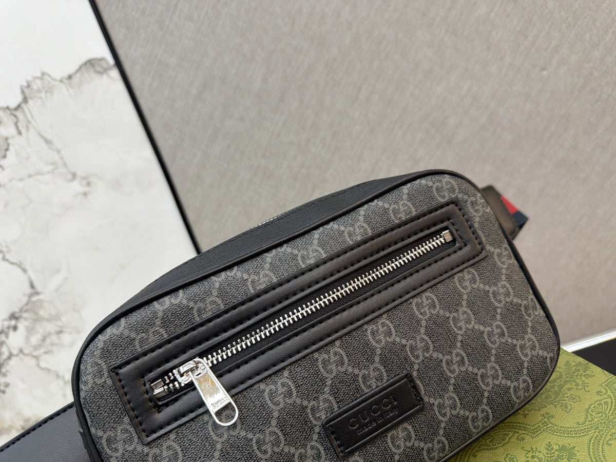 Charcoal Monogram Belt Bag with Front Zip — view 9