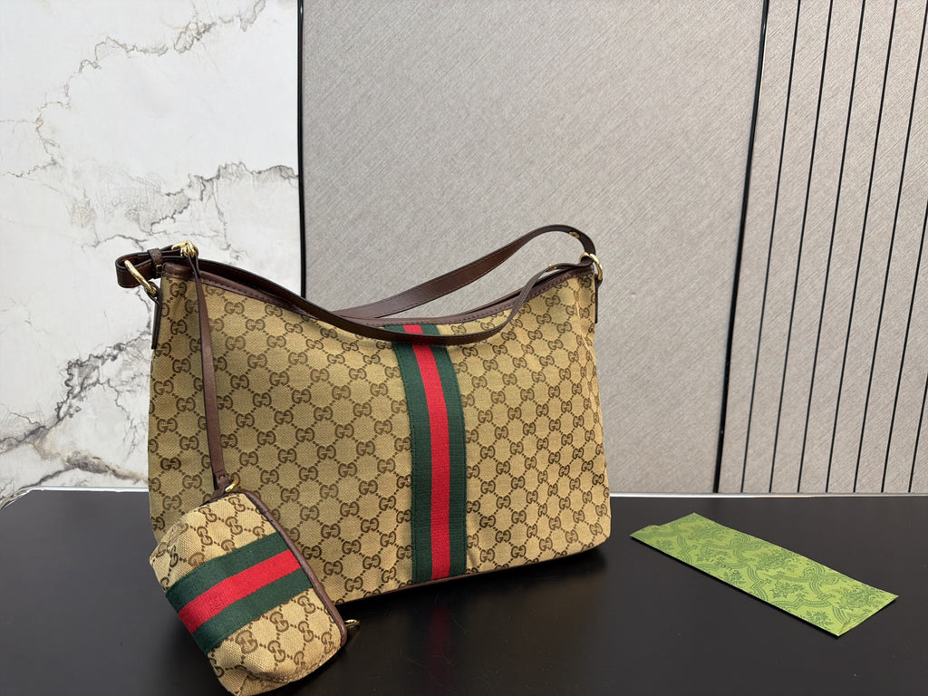 Monogram Shoulder Hobo with Matching Pouch — view 6