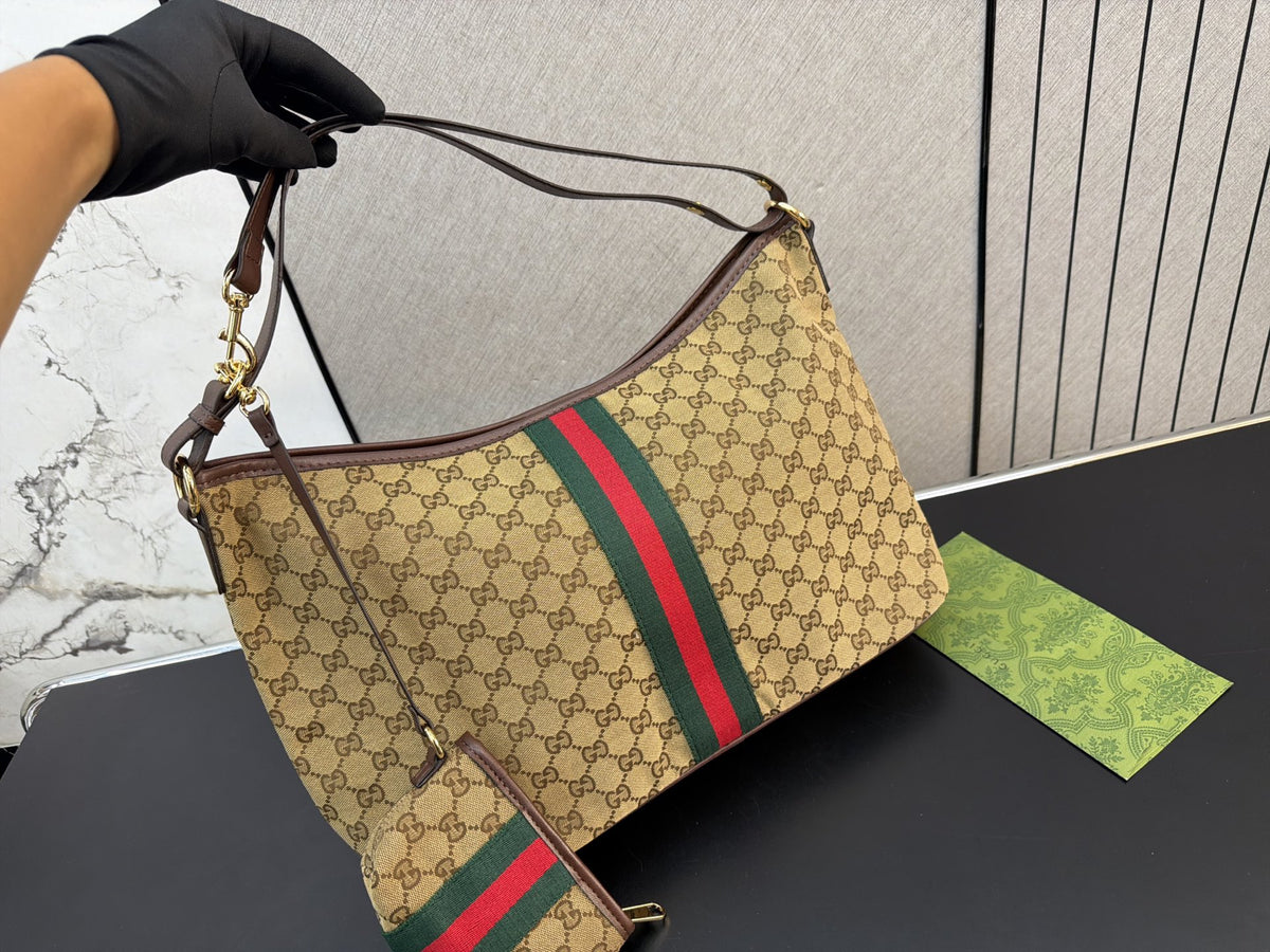 Monogram Shoulder Hobo with Matching Pouch — view 8