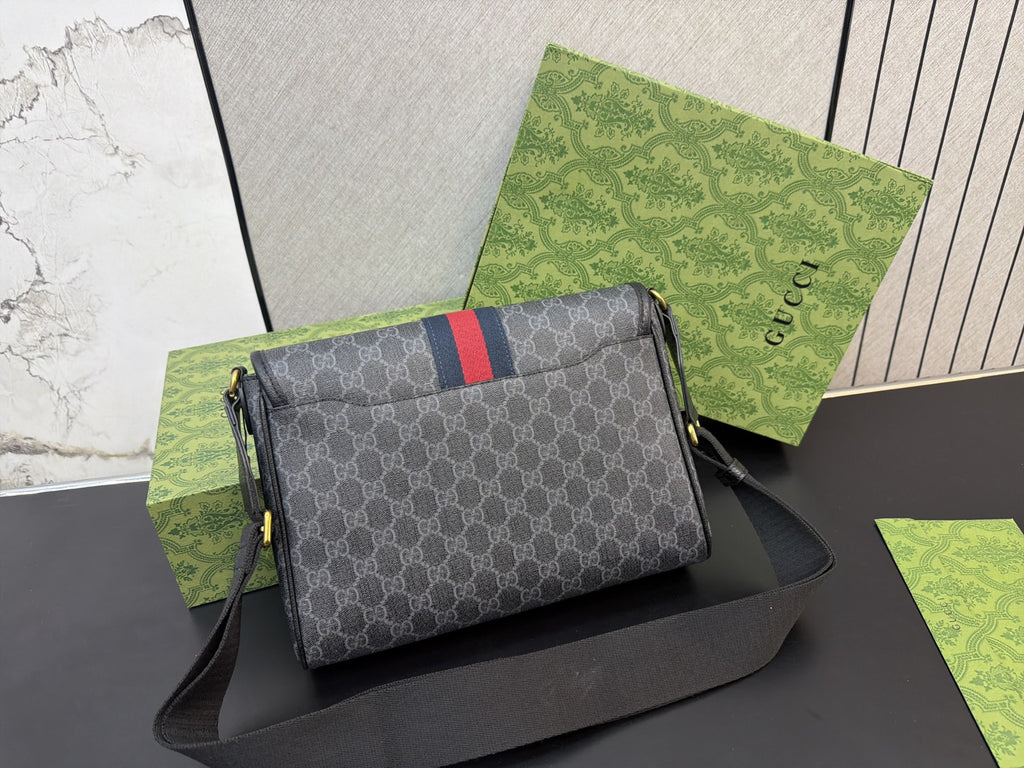 Monogram Flap Crossbody with Striped Front — view 2