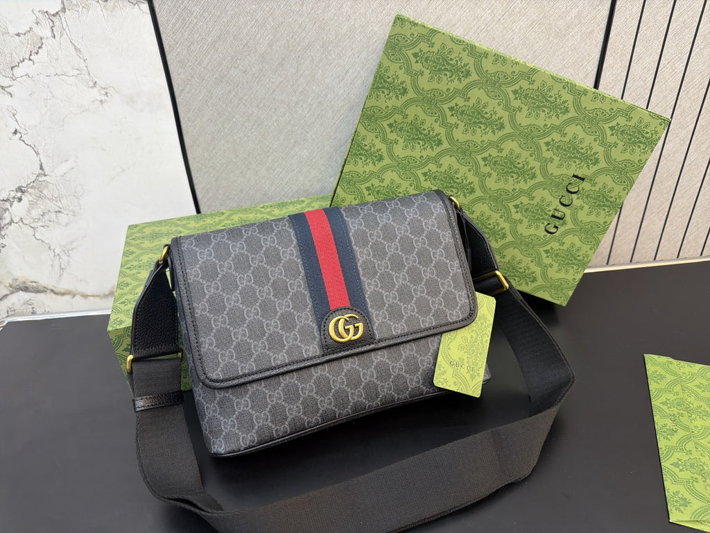 Monogram Flap Crossbody with Striped Front — view 5