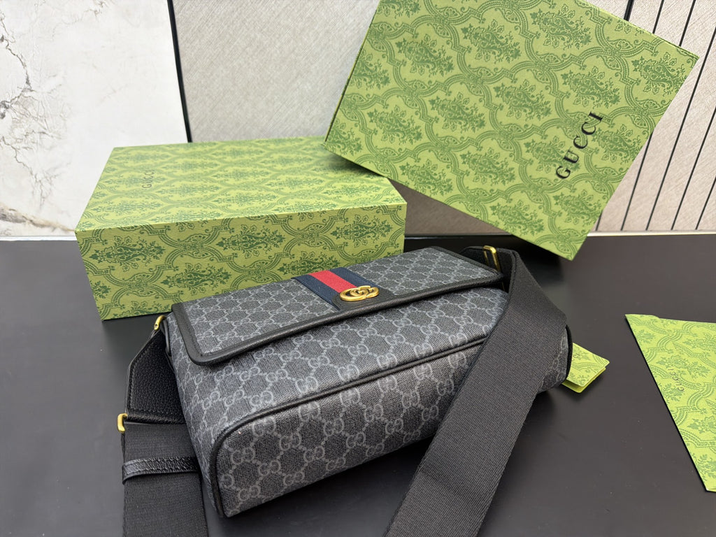 Monogram Flap Crossbody with Striped Front — view 6
