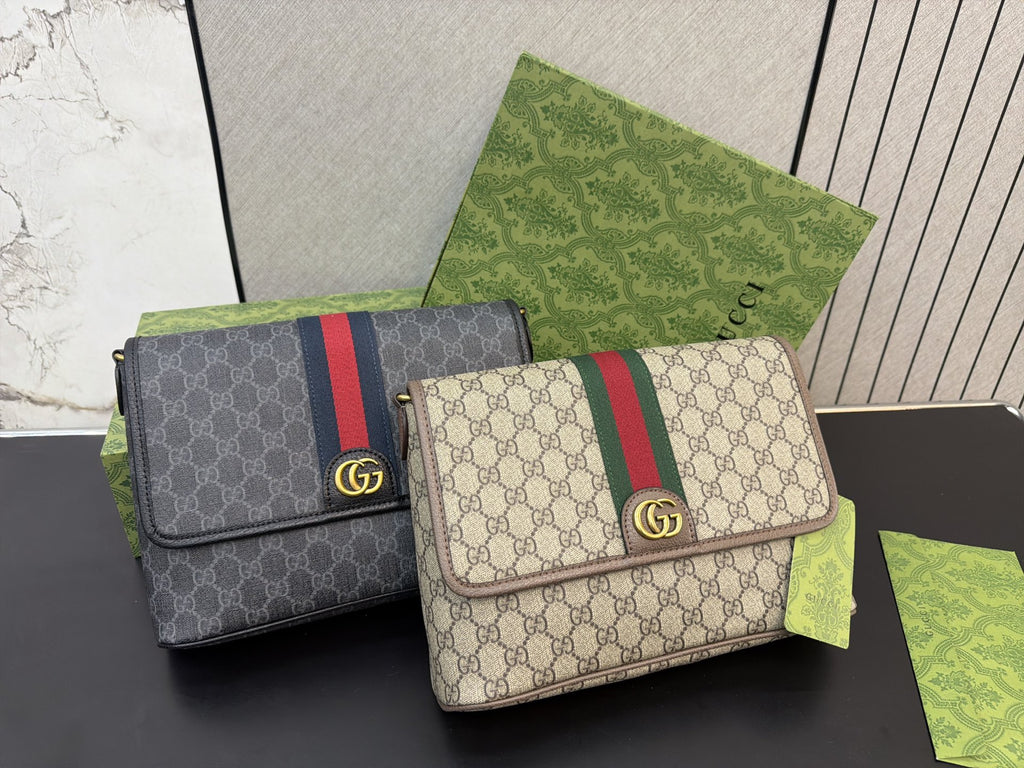 Monogram Flap Crossbody with Striped Front — view 7