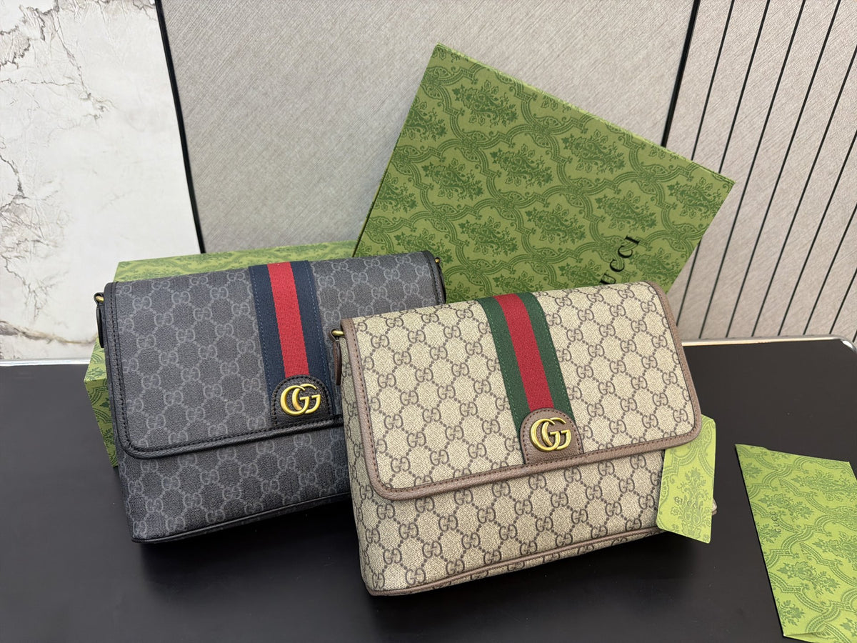 Monogram Flap Crossbody with Striped Front — view 7
