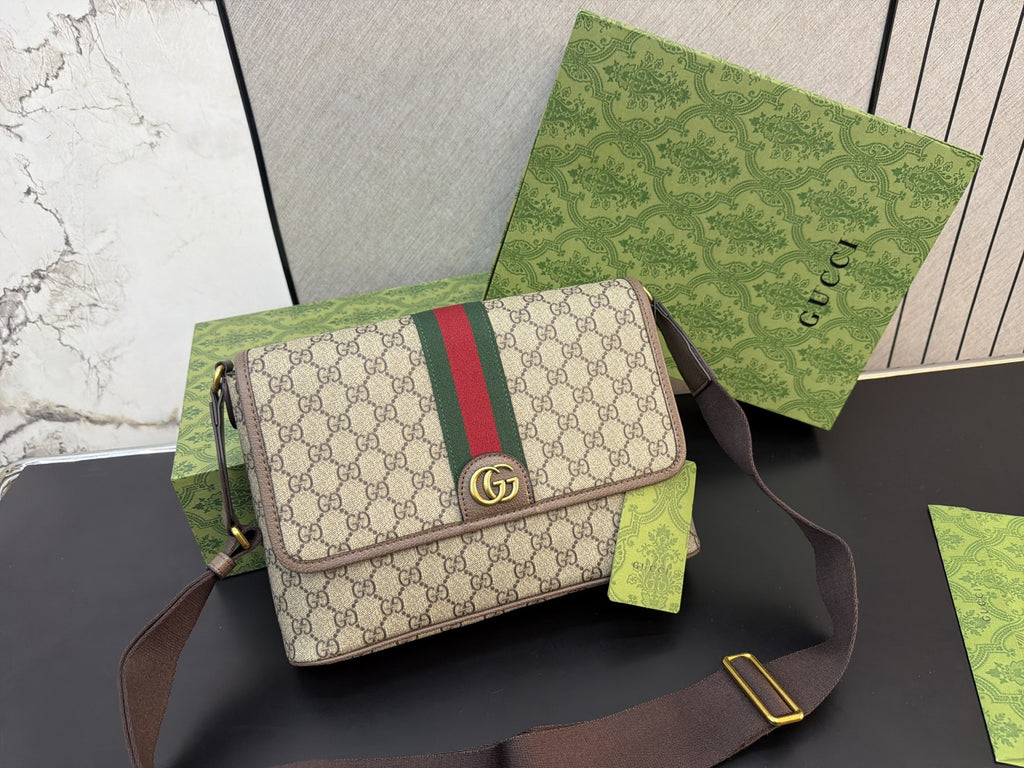 Monogram Flap Crossbody with Striped Front — view 8