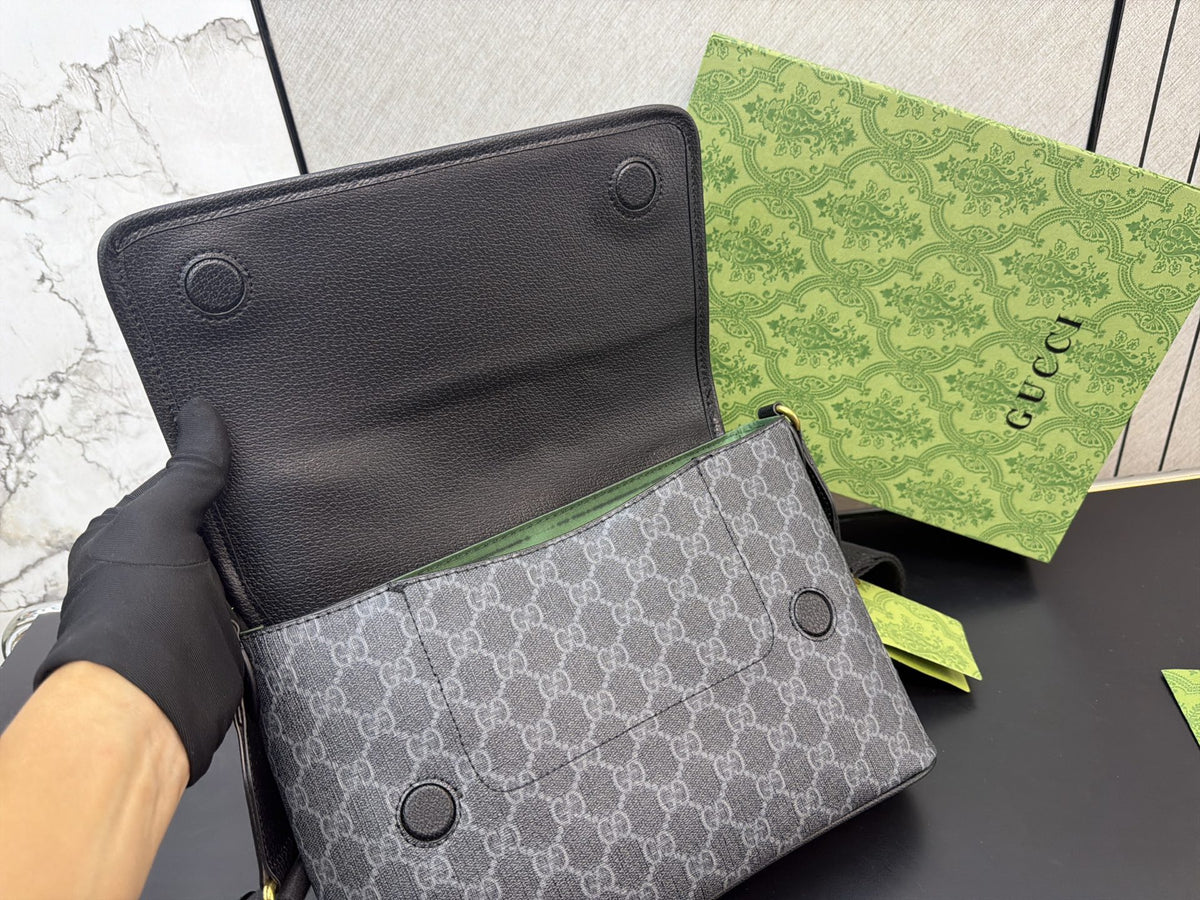 Monogram Flap Crossbody with Striped Front — view 9