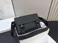 Black Double-Buckle Flap Messenger Bag — view 1