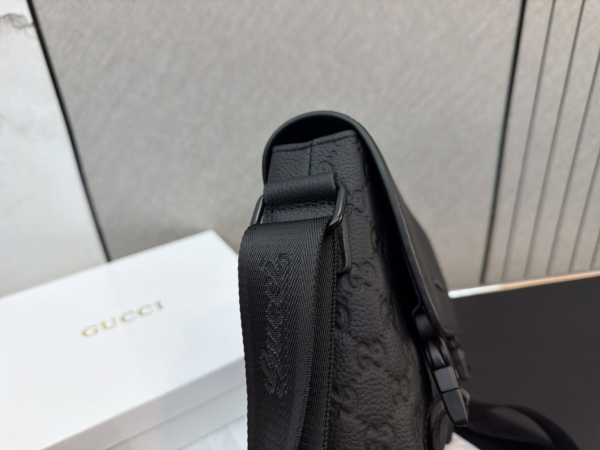 Black Double-Buckle Flap Messenger Bag — view 6