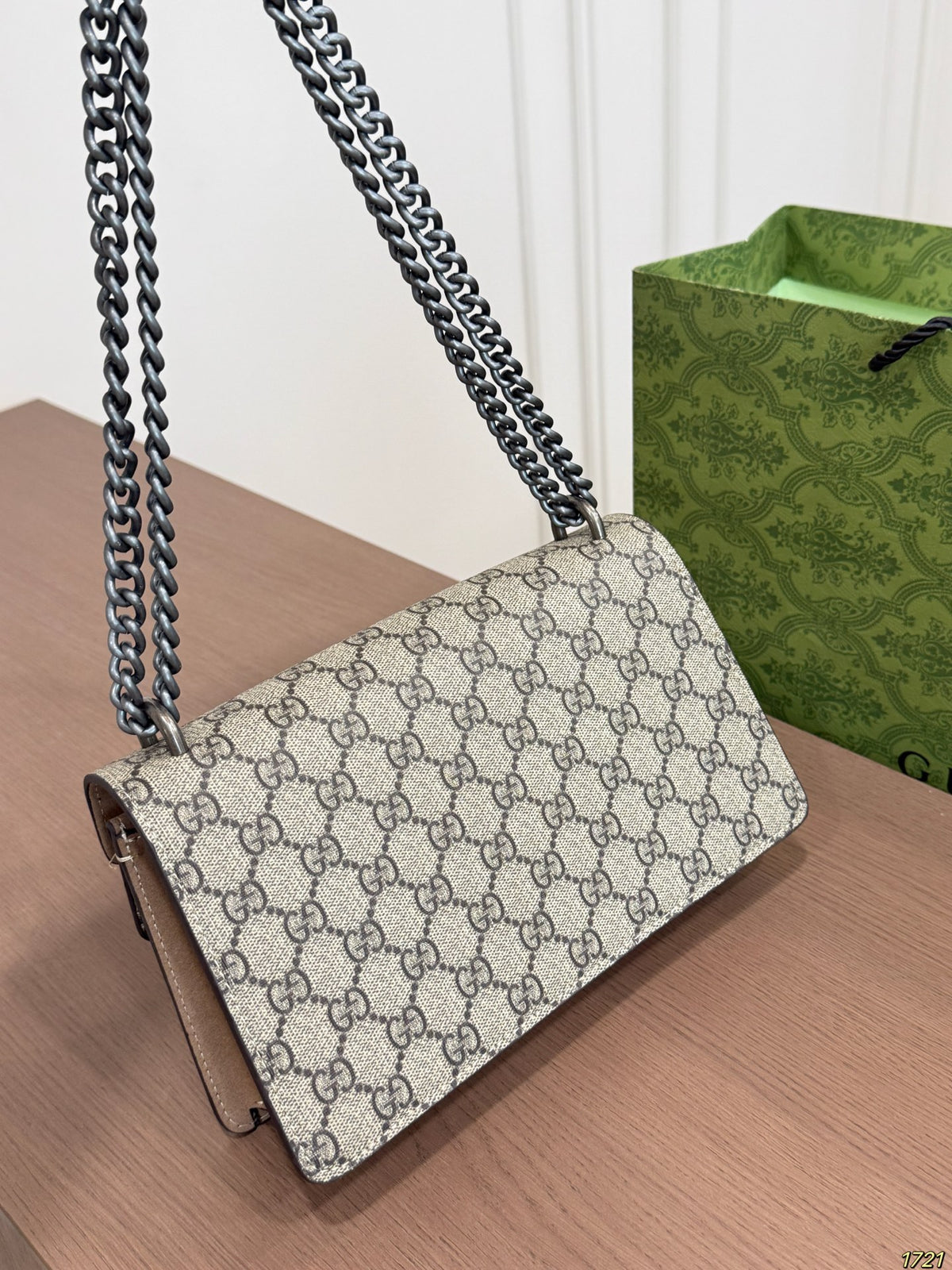 Monogram Chain Flap Bag with Crystal Clasp — view 6