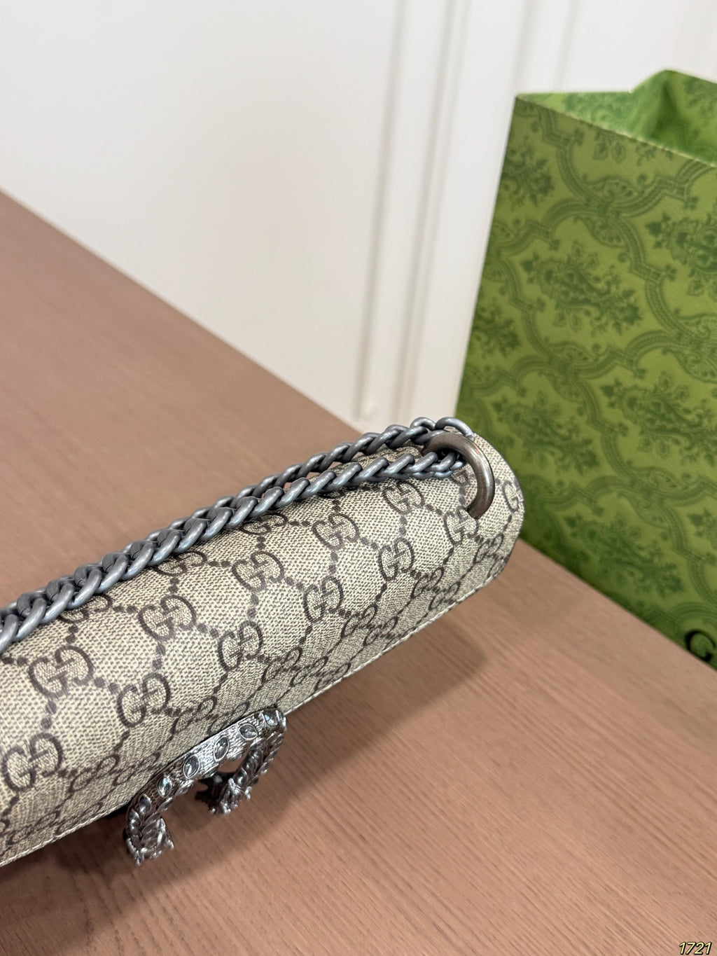 Monogram Chain Flap Bag with Crystal Clasp — view 7