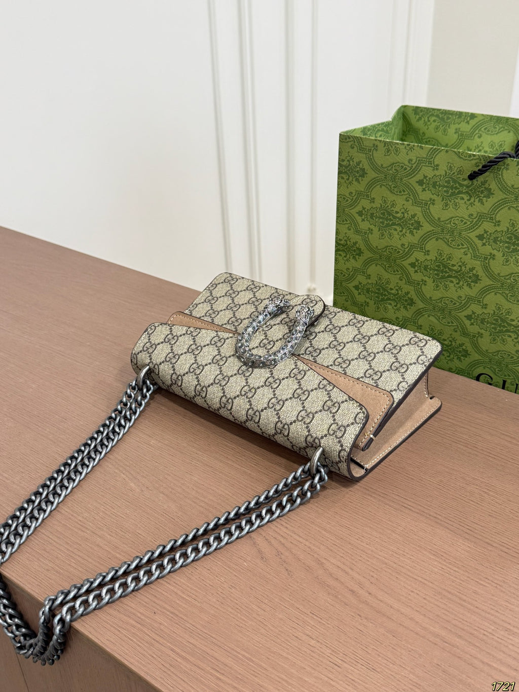Monogram Chain Flap Bag with Crystal Clasp — view 9