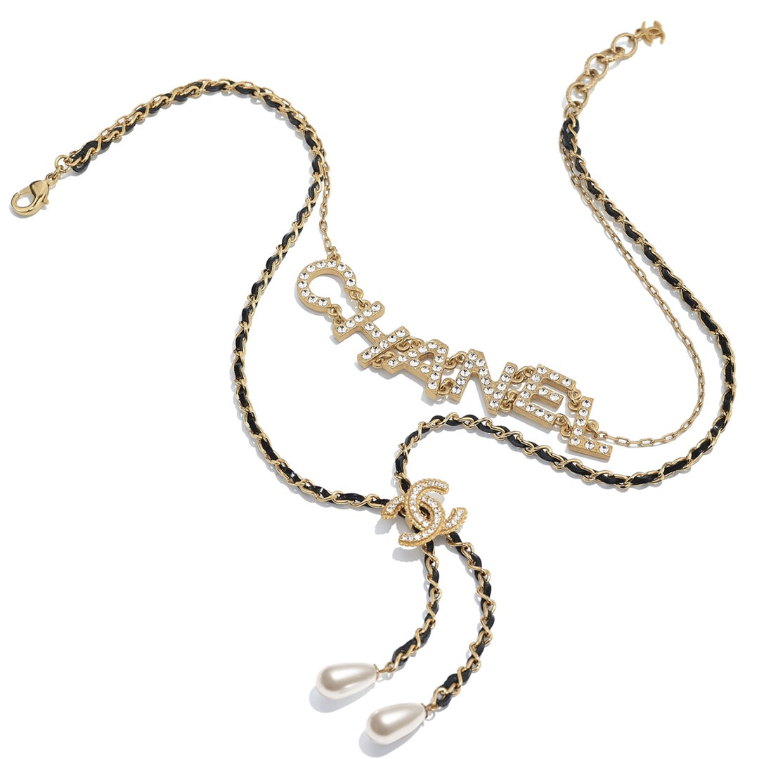 Layered Floral Necklace with Pearl-Look Tassels