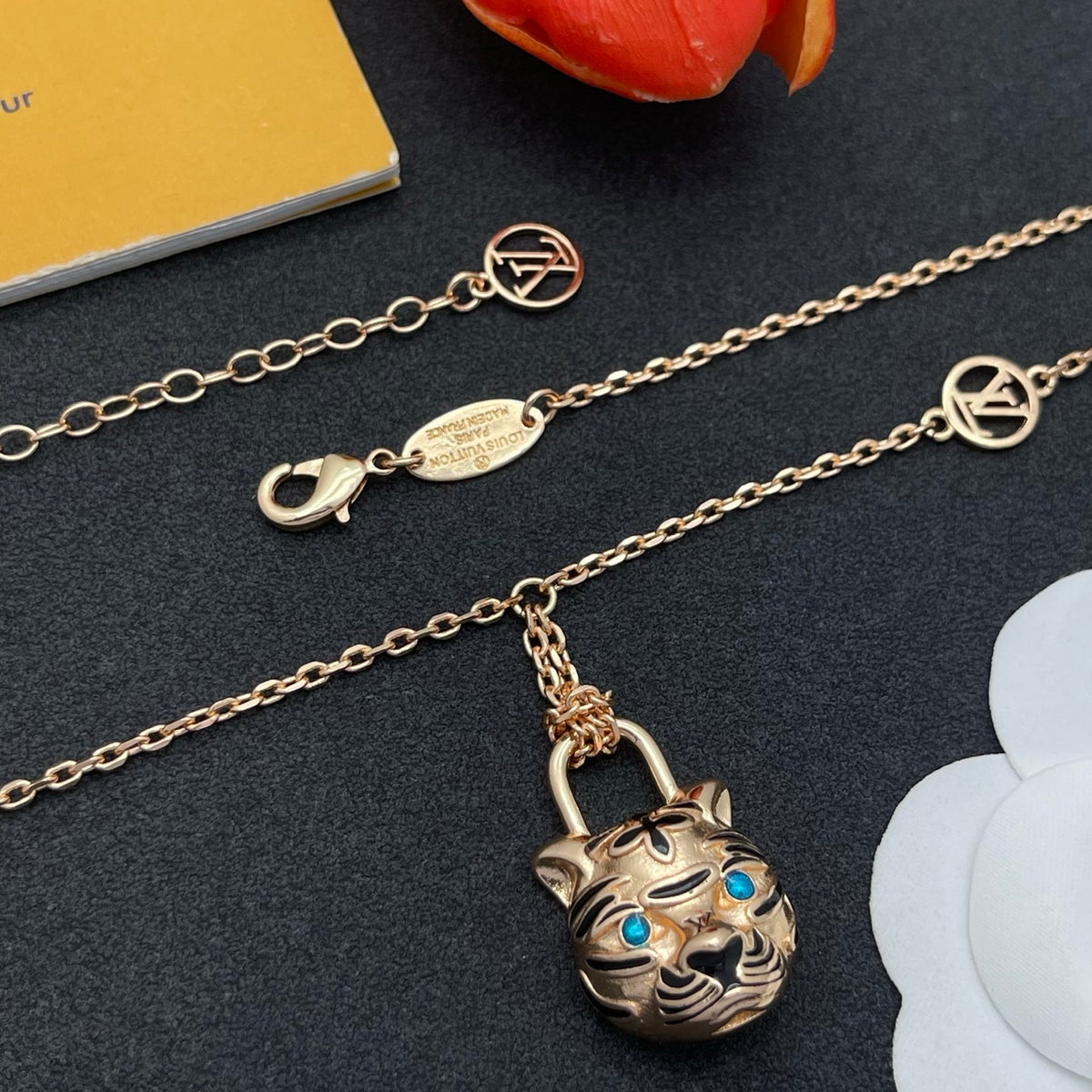Pave Floral Pendant Station Necklace