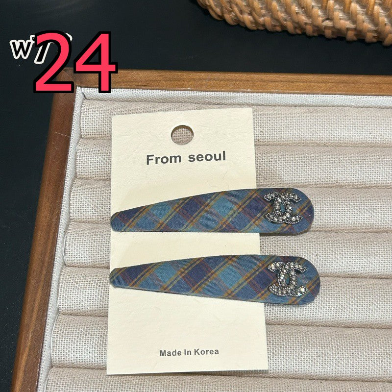 Decorative Hair Clip - Bow, Plaid and Emblem Options