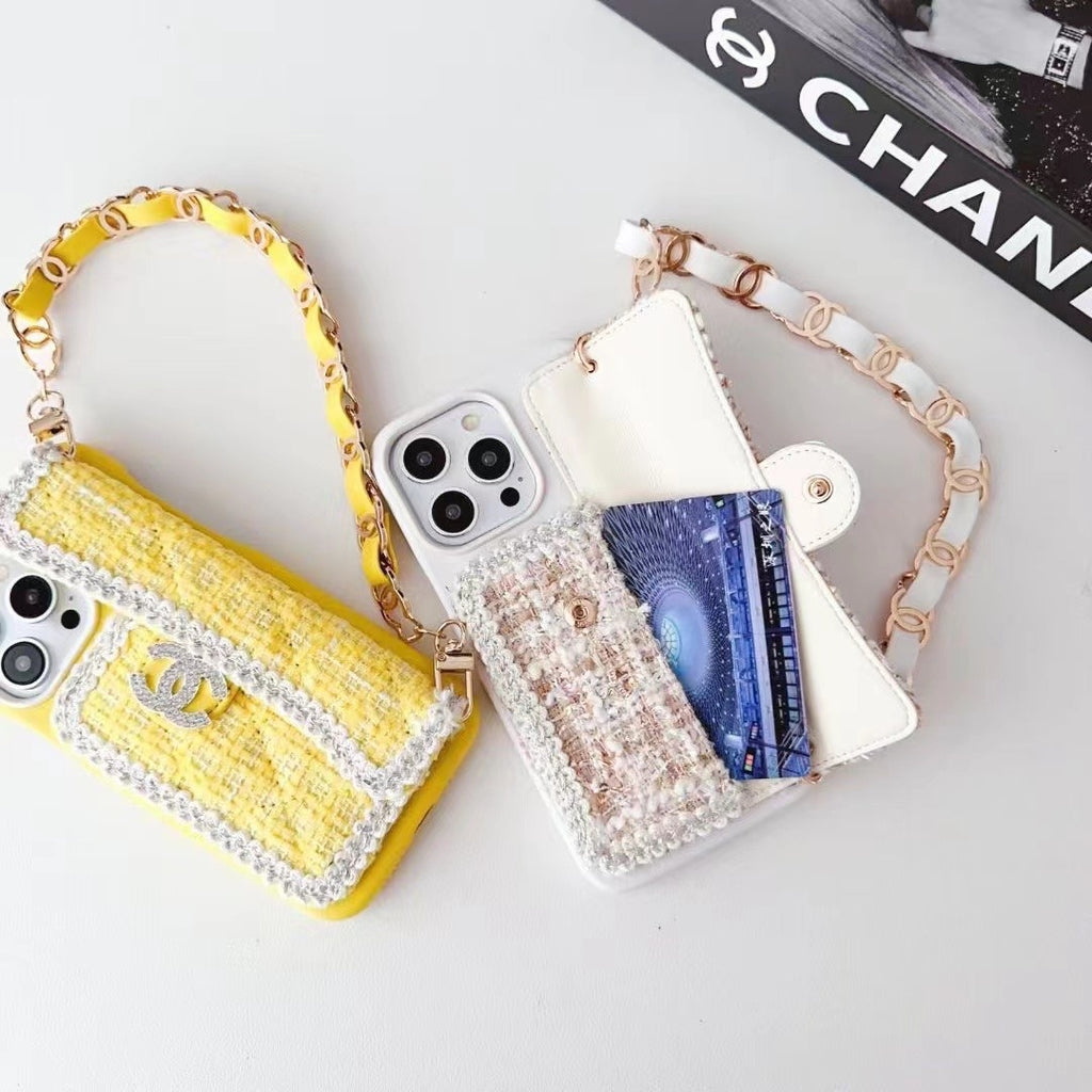 Textured Phone Case with Chain Hand Strap
