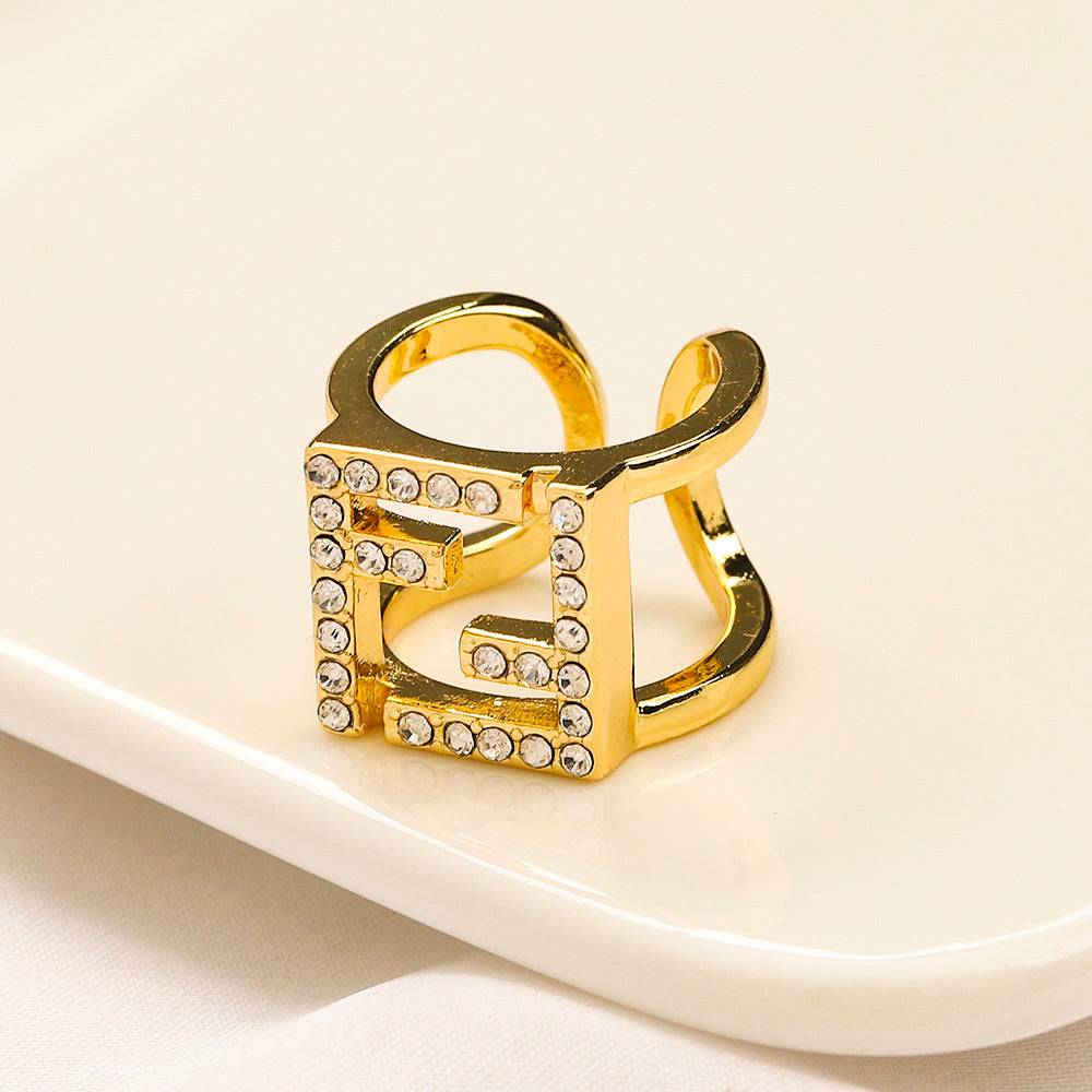 Open Square Frame Ring with Stone Accents
