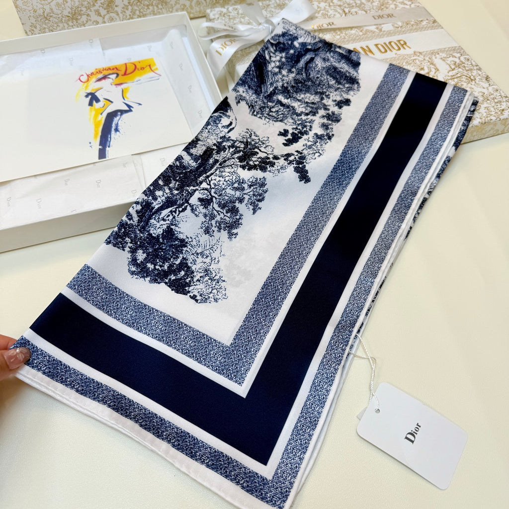 Foulard carré à imprimé paysage color block – 90 x 90 cm