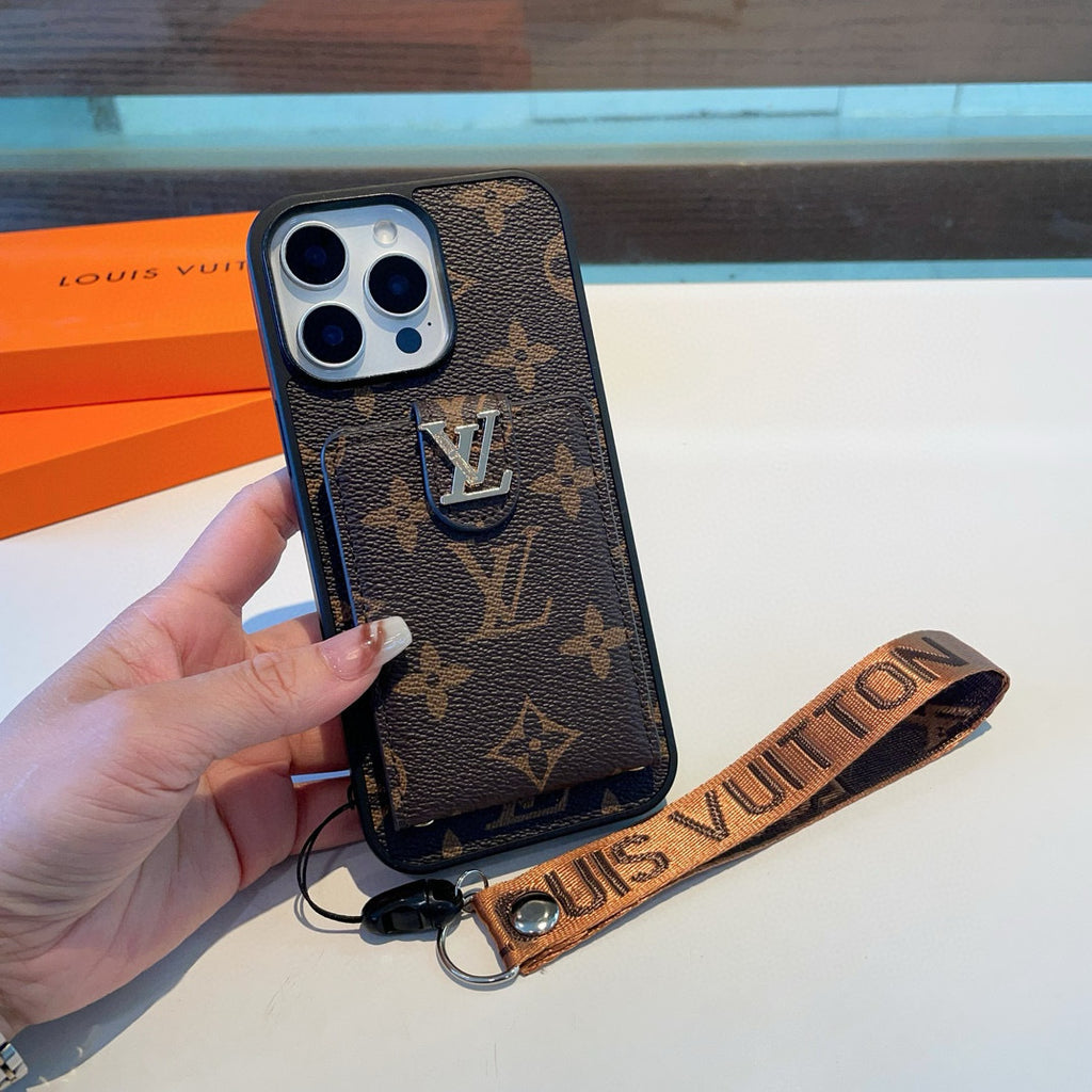 Monogram Phone Case with Strap and Card Pocket