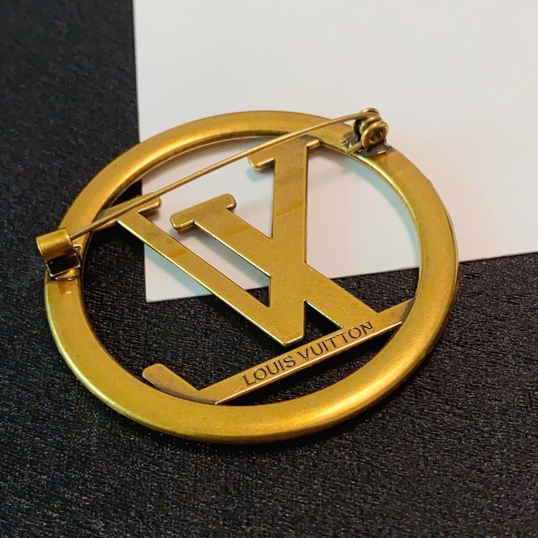Open Round Frame Letter Brooch