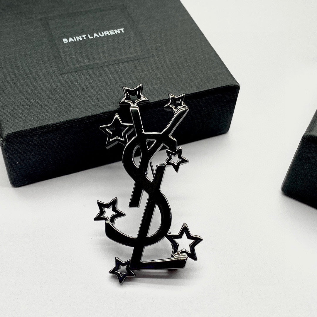 Star-Accent Stacked Letter Brooch