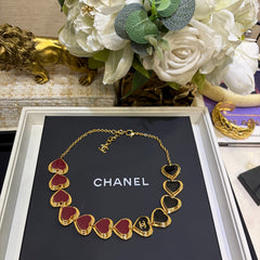 Red & Black Heart-Link Necklace