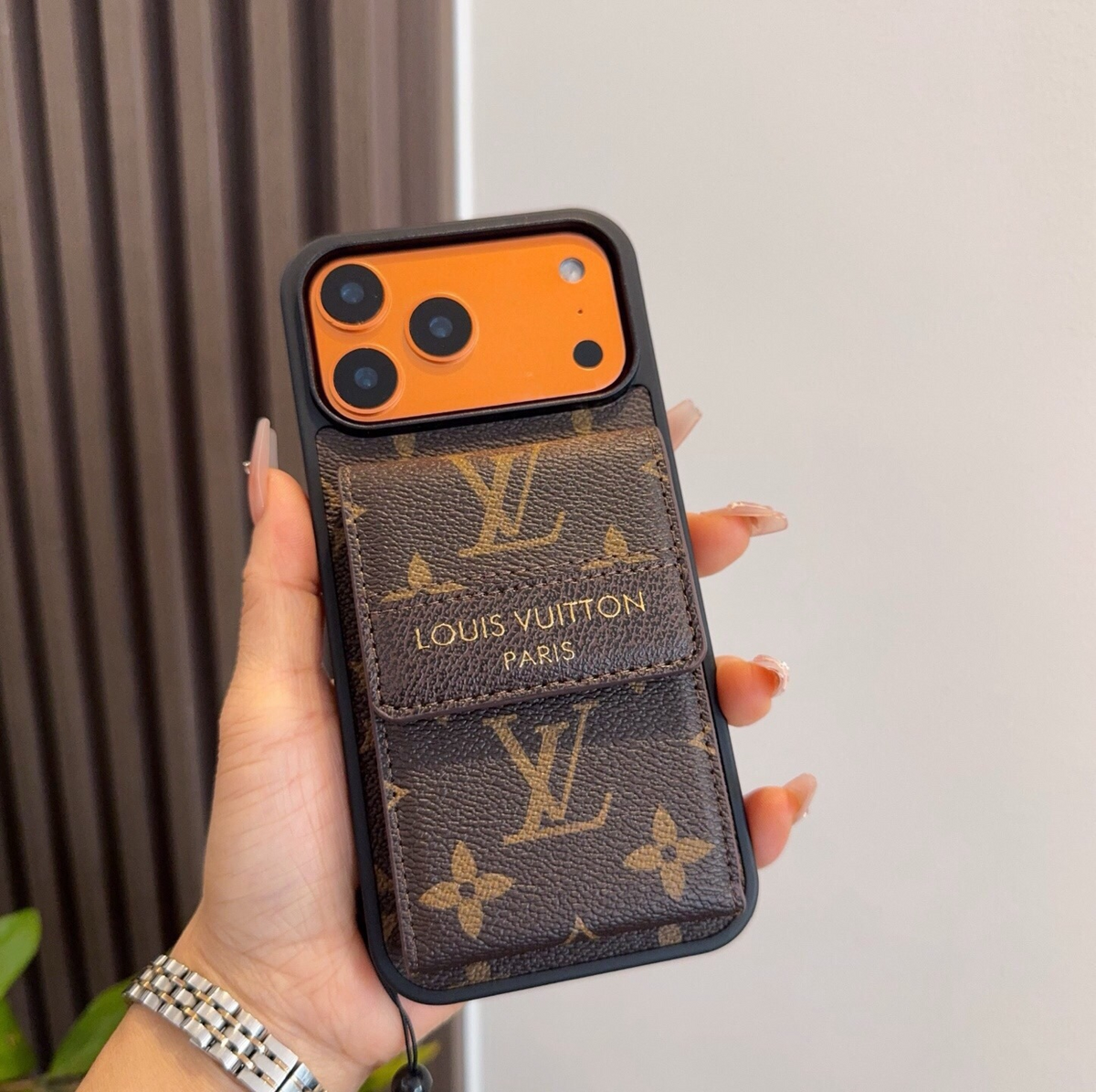 Brown monogram phone case rear view