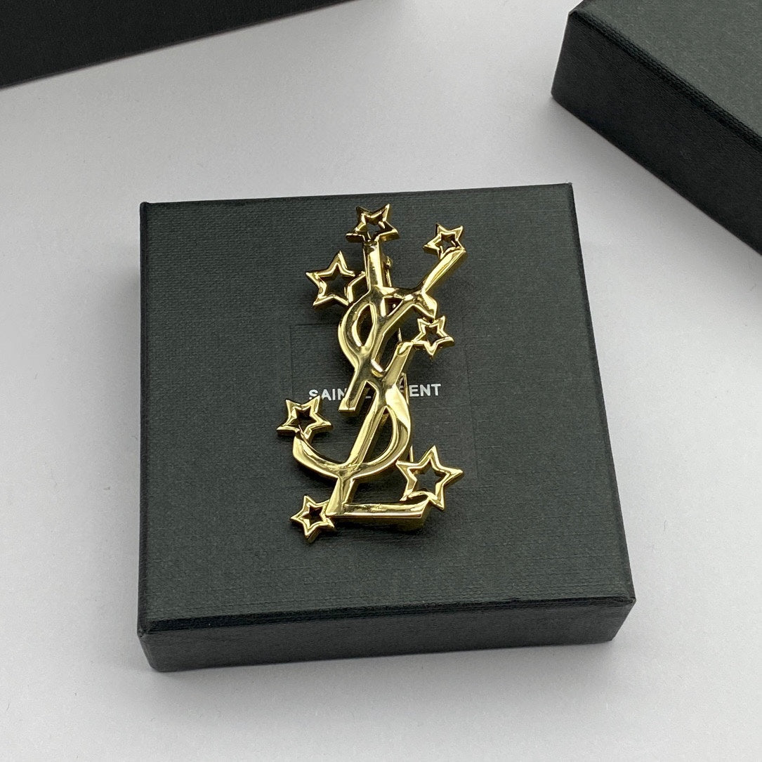 Star-Accent Stacked Letter Brooch