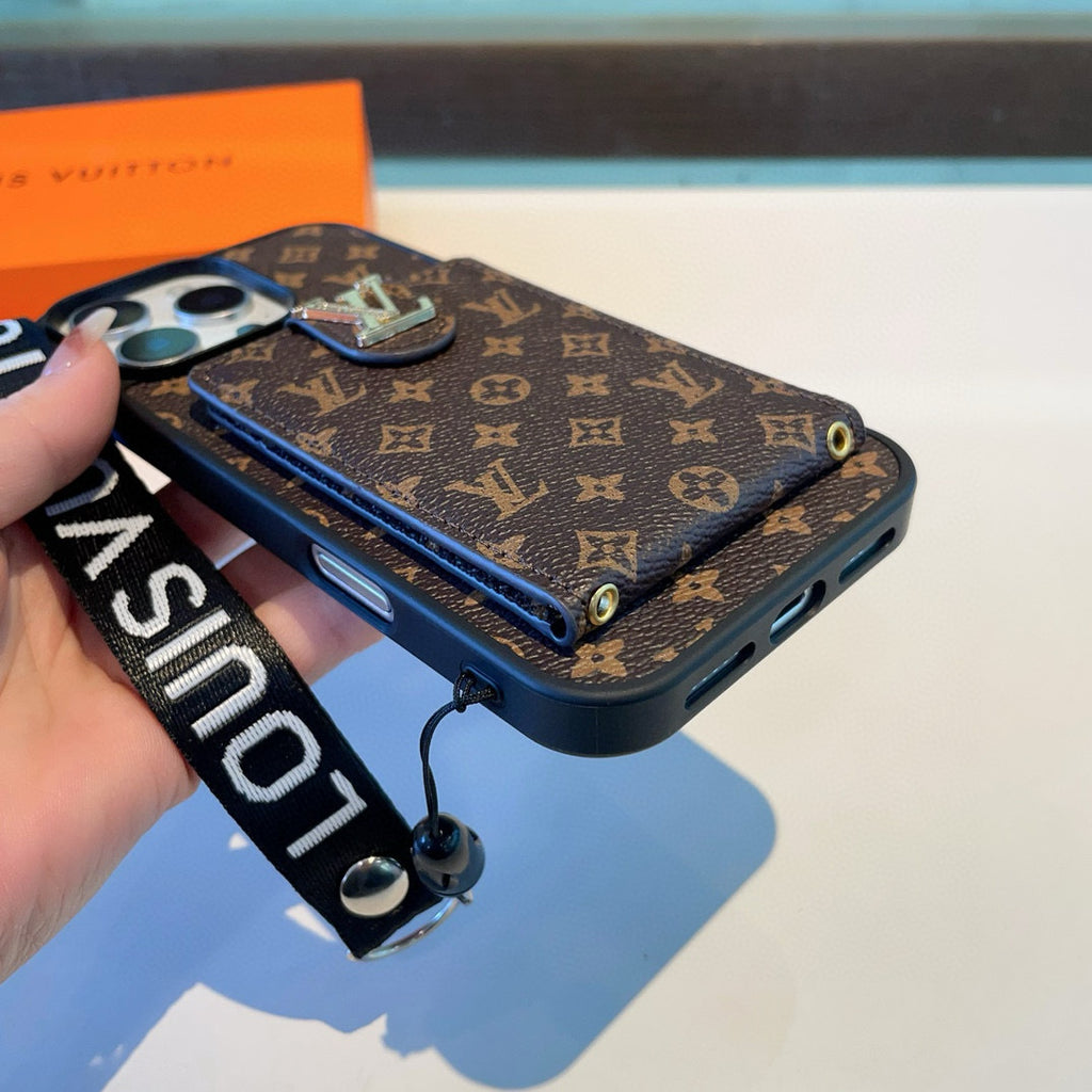 Monogram Phone Case with Strap and Card Pocket