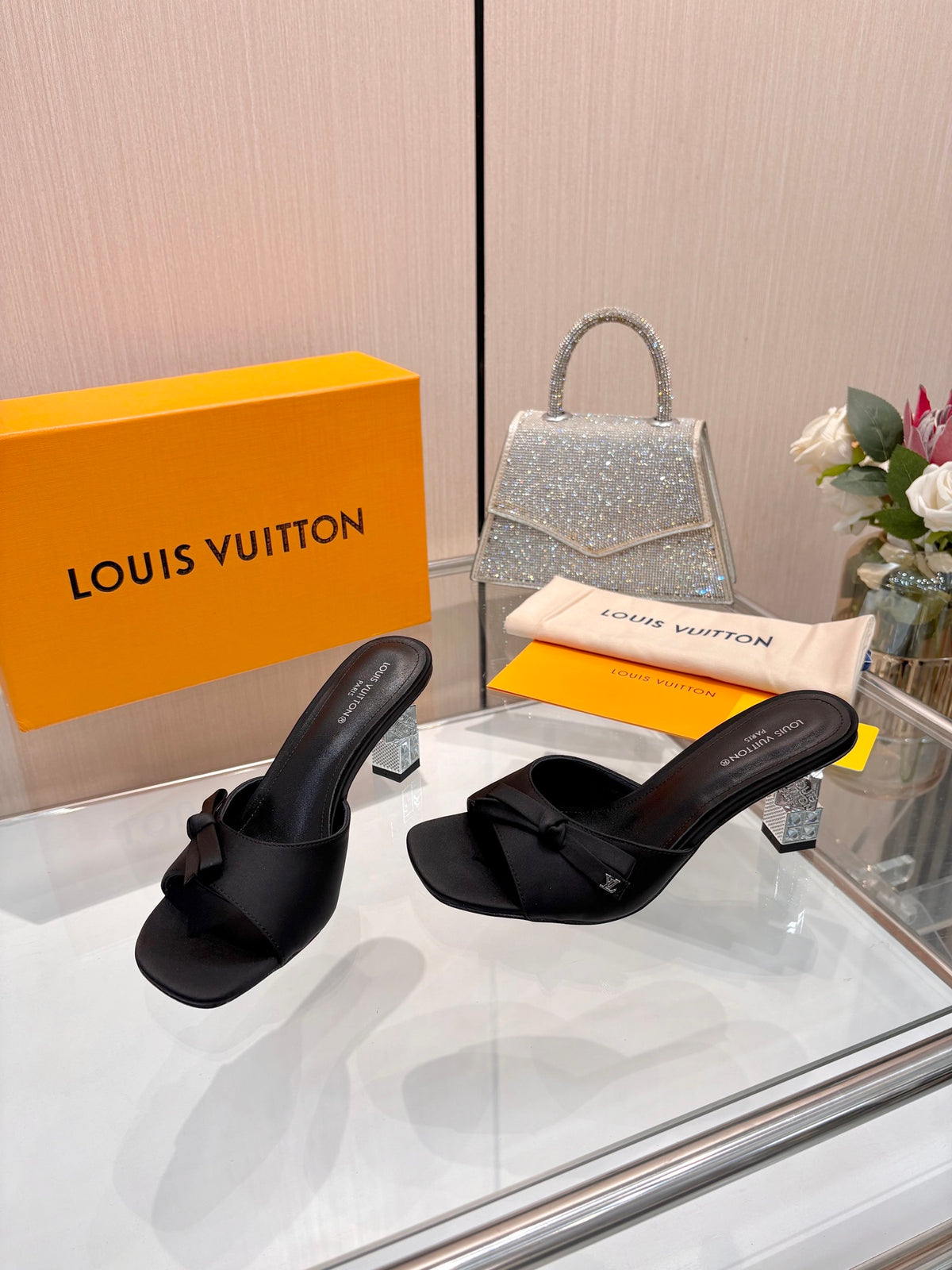 Padded Cross-Strap Heeled Mules